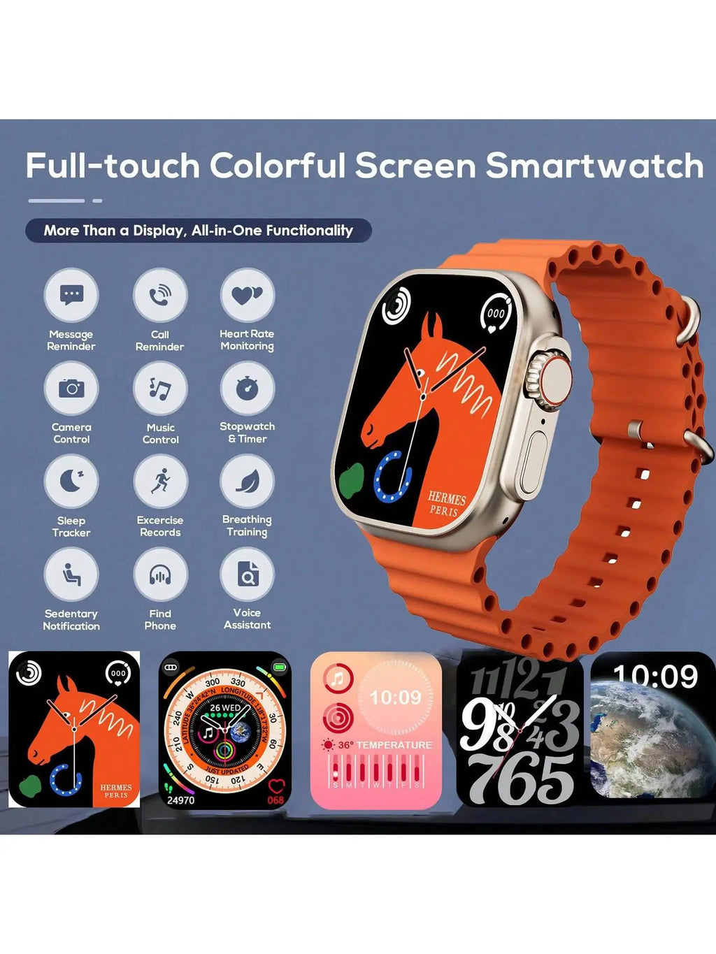 Smart Watche with Case and 7 Watch Bands, 2.07" HD Touch Screen Fitness Tracker with Bluetooth Calling