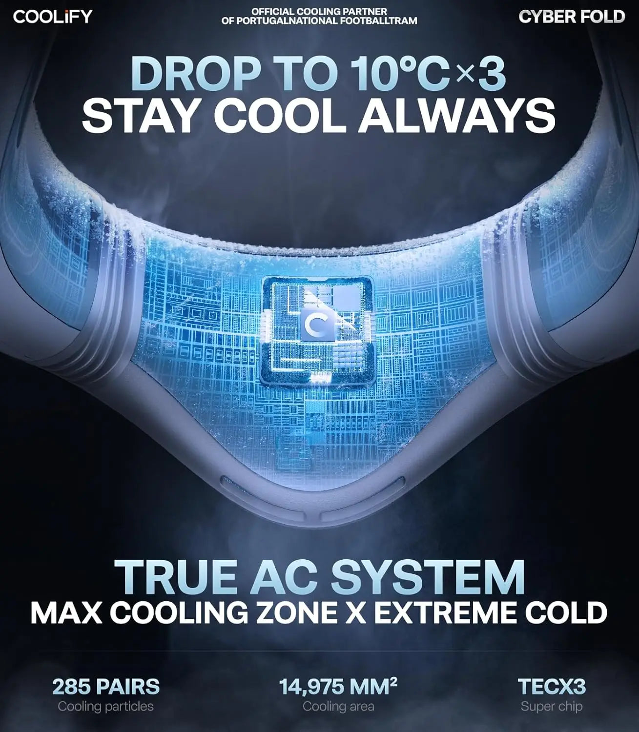 COOLiFY Cyber Fold AI Neck Air Conditioner, Ultimate Cooler Max Cooling Area with Portable Bag, Neck & Face Cooler with Adjustab
