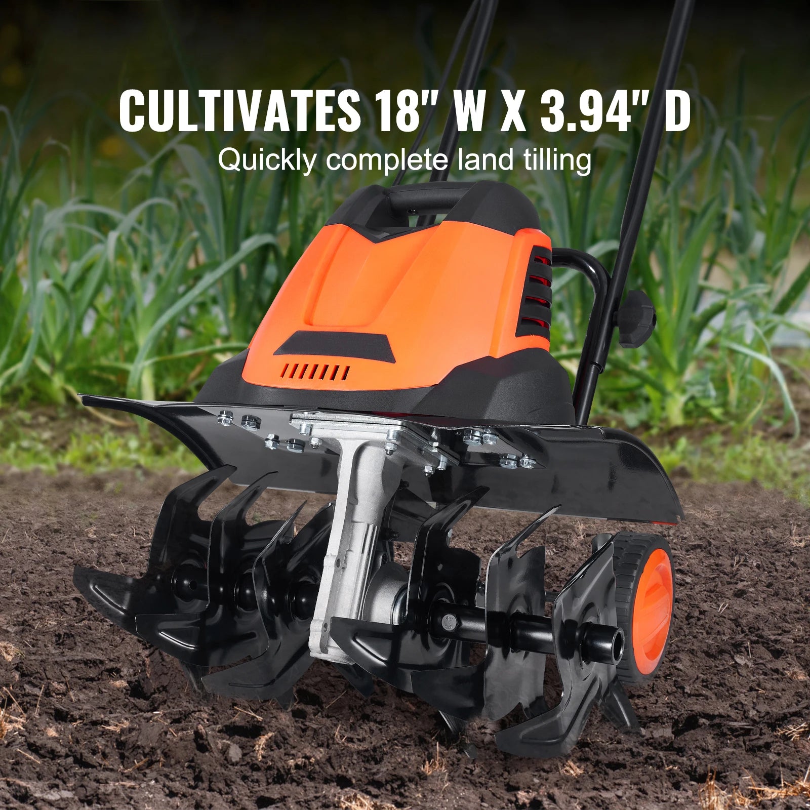 Corded Electric Tiller 18" Tilling Width 3.94" Tilling Depth