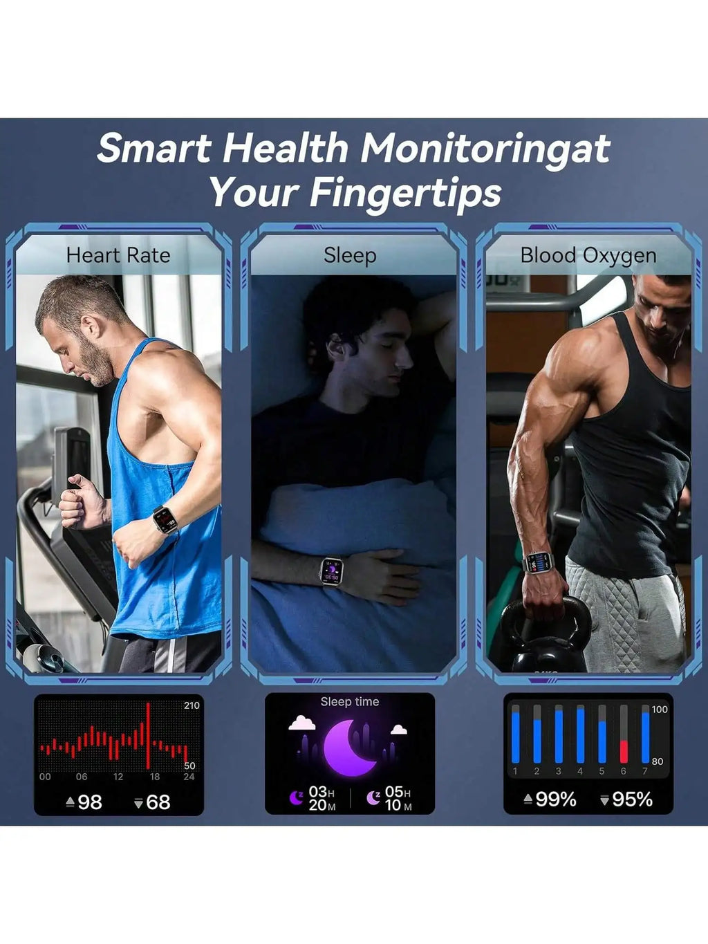 Smart Watche with Case and 7 Watch Bands, 2.07" HD Touch Screen Fitness Tracker with Bluetooth Calling
