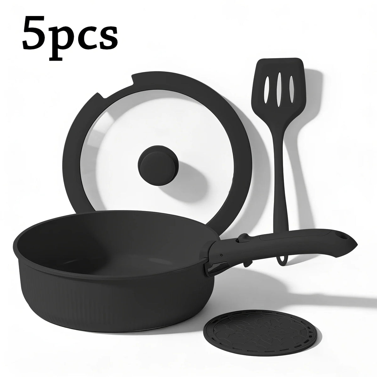 24pcs/7pcs/5pcs Cookware Set Non-Stick Pots & Pans Induction-Ready Kitchen Cookware Set Includes Skillet/Frying Pan/Soup Pot/Steak Pan Removable Handles