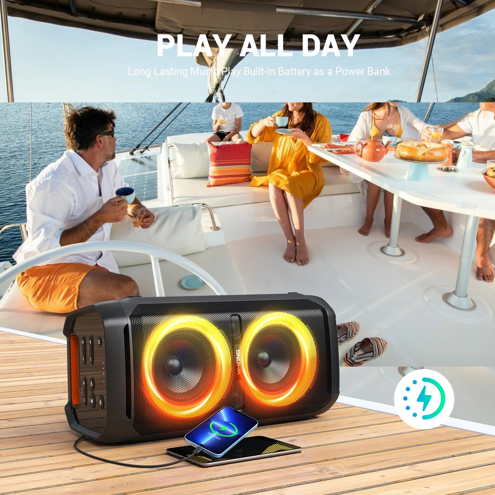 Bluetooth Portable Party Boombox Wireless Deep Bass/115dB Loud Massive Sound