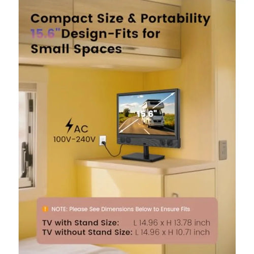 15.6 Inch Small Smart TV - Full HD 1080p Compact Flat Screen Smart Television with Wi/Fi, Bluetooth, Voice Remote for Kitchen,