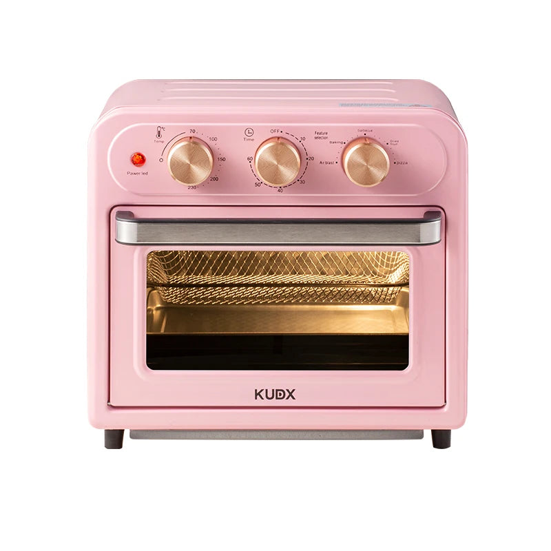 15L Retro Pink Multifunctional Air Fryer/Toaster Oven/Oven Oil-Free Baking Mini Electric Oven 15.85QT Countertop Oven