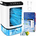 Evaporative Air Cooler with 900ml Water Tank & Ice Box, 7-Color LED Light, 3 Fan Speeds + Boost Mode & 2 Mist Levels, Portable Personal AC Fan