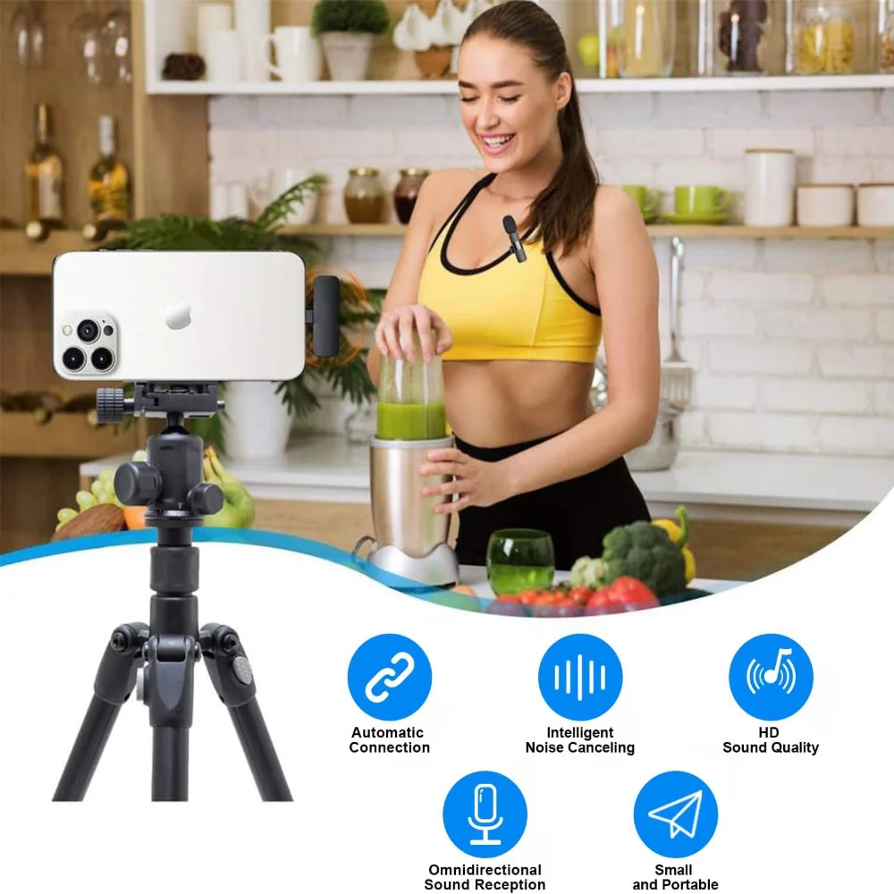 2 Pcs Wireless Lavalier Microphone, Mini Clip-on Mic with Crystal Clear Sound Quality