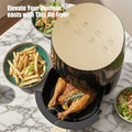 Air Fryer: Features a smart touch screen with color icons, multiple preset recipes, and manual adjustment functions.