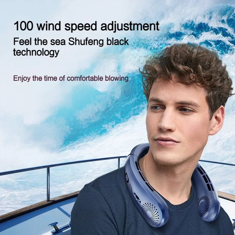 Wearable Neck Fan Low Noise 5 Speed Hands Free Cooling Fan Air Cooler