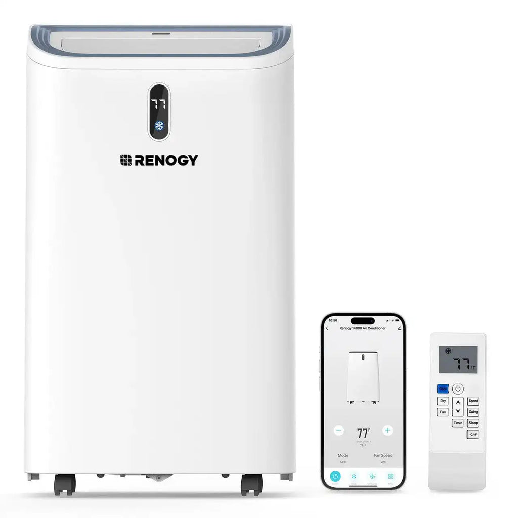 Renogy 14,000 BTU Portable Air Conditioners with Smart WiFi Enabled, Cooling, Dehumidifier, Fan & Sleep Modes 4-in-1 Portable AC