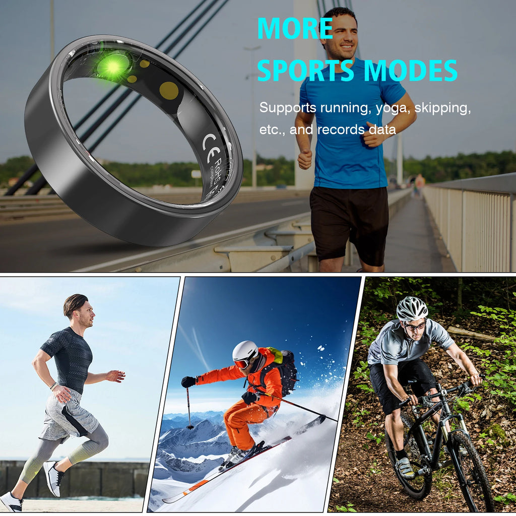 Smart Ring with Charging Case, Heart Rate Blood Oxygen, Pressure Monitor, Sleep monitoring 5ATM Waterproof For Android iOS