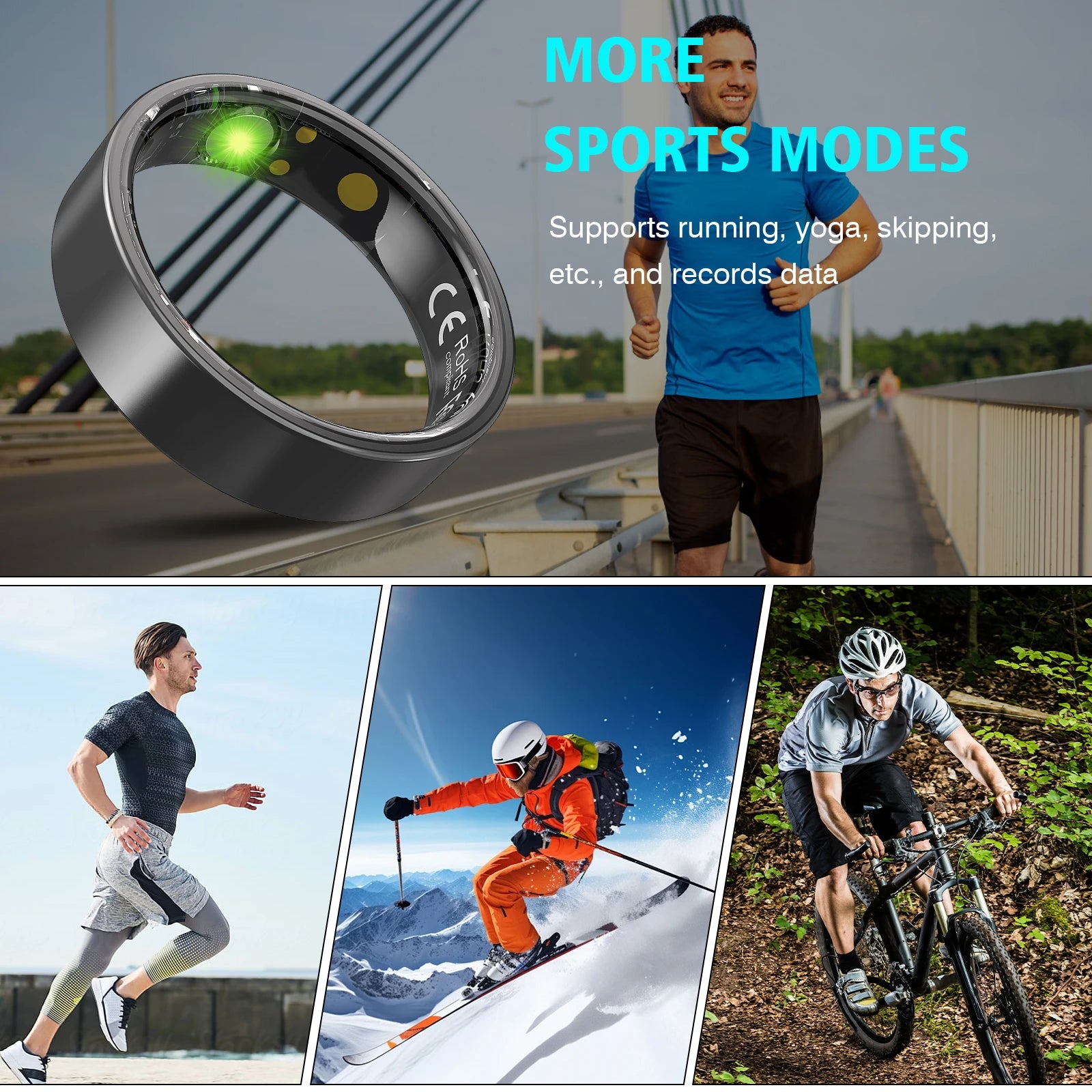 Smart Ring with Charging Case, Heart Rate Blood Oxygen, Pressure Monitor, Sleep monitoring 5ATM Waterproof For Android iOS