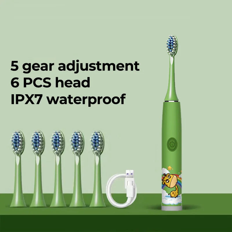Children Rechargeable Sonic Toothbrush  With Replacement Head