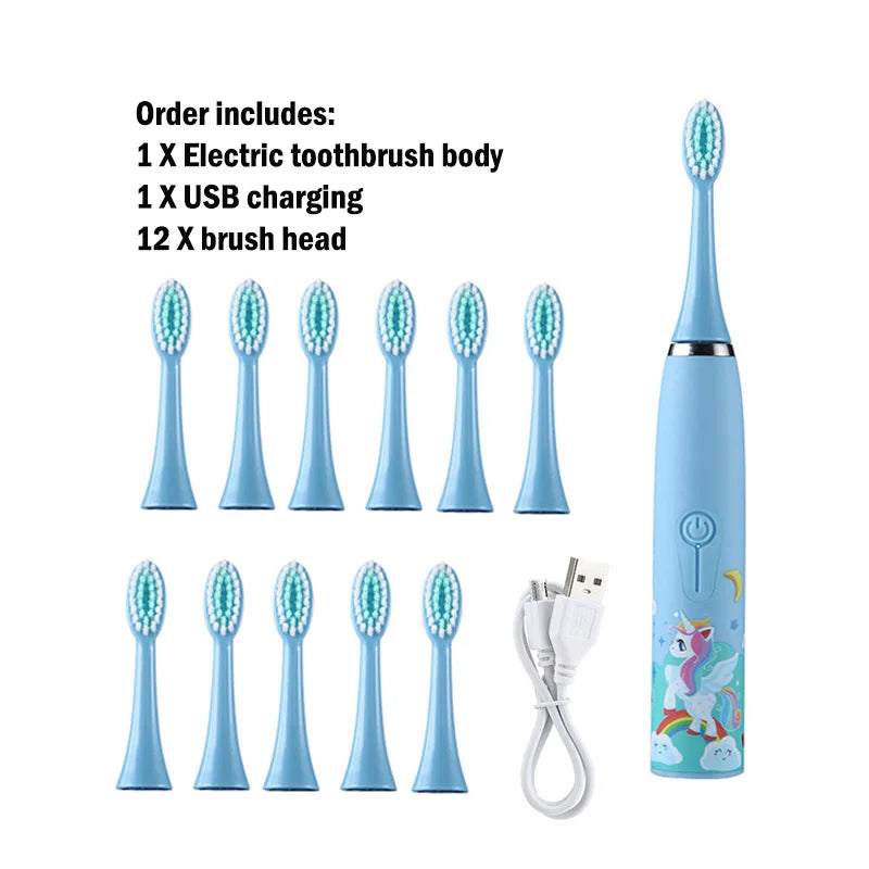 Children Rechargeable Sonic Toothbrush  With Replacement Head